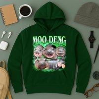 Green Moo Deng Meme Hippo Hoodie
