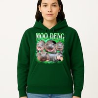 Green Moo Deng Meme Hippo Hoodie