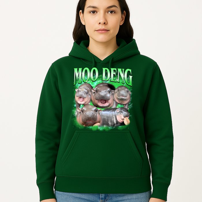 Green Moo Deng Meme Hippo Hoodie