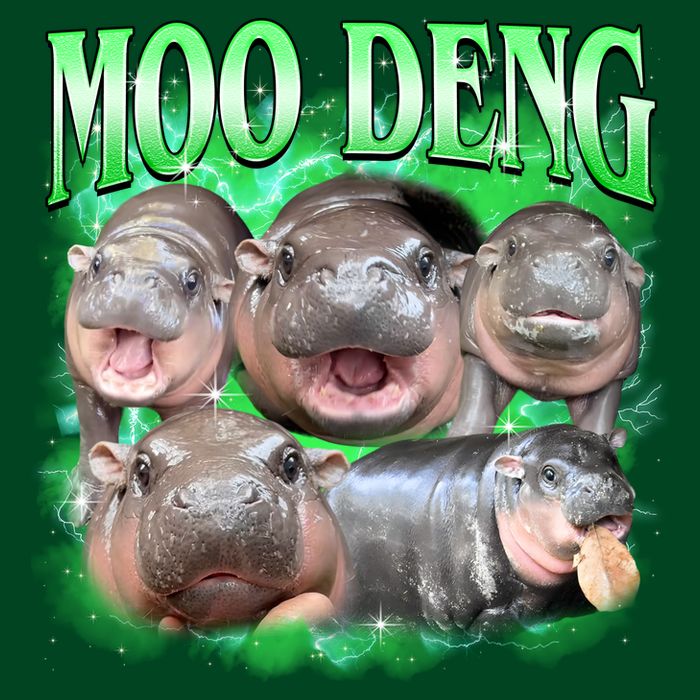 Green Moo Deng Meme Hippo Apron