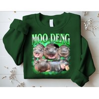 Green Moo Deng Meme Hippo Sweatshirt
