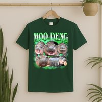 Green Moo Deng Meme Hippo T-Shirt