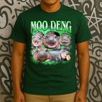 Green Moo Deng Meme Hippo T-Shirt