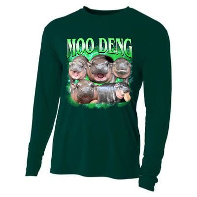 Green Moo Deng Meme Hippo Cooling Performance Long Sleeve Crew