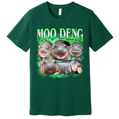 Green Moo Deng Meme Hippo Premium T-Shirt