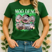 Green Moo Deng Meme Hippo Womens T-Shirt