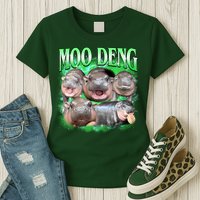 Green Moo Deng Meme Hippo Womens T-Shirt