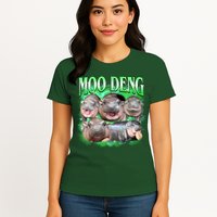 Green Moo Deng Meme Hippo Womens T-Shirt