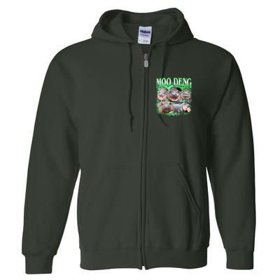 Green Moo Deng Meme Hippo Full Zip Hoodie