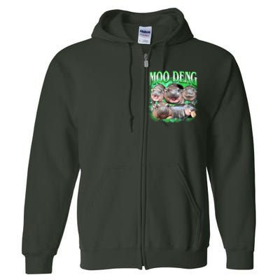 Green Moo Deng Meme Hippo Full Zip Hoodie