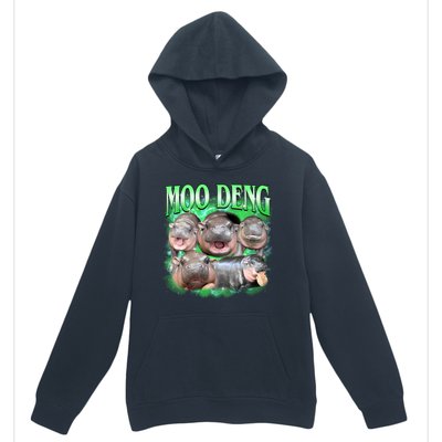 Green Moo Deng Meme Hippo Urban Pullover Hoodie