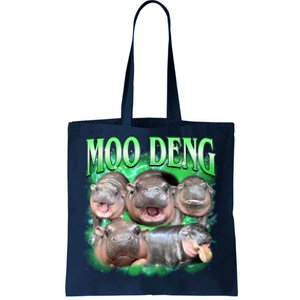 Green Moo Deng Meme Hippo Tote Bag