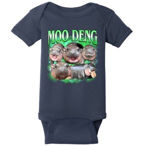 Green Moo Deng Meme Hippo Baby Bodysuit