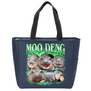 Green Moo Deng Meme Hippo Zip Tote Bag