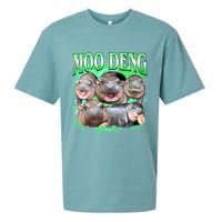 Green Moo Deng Meme Hippo Sueded Cloud Jersey T-Shirt