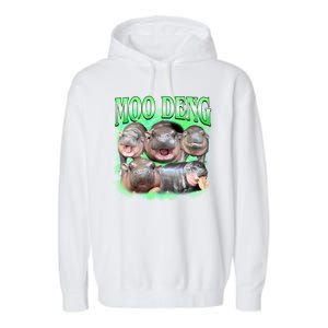 Green Moo Deng Meme Hippo Garment-Dyed Fleece Hoodie