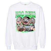 Green Moo Deng Meme Hippo Garment-Dyed Sweatshirt