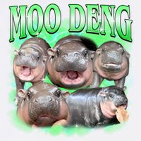 Green Moo Deng Meme Hippo Garment-Dyed Sweatshirt