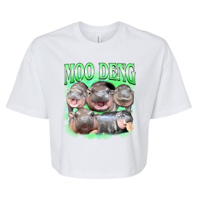 Green Moo Deng Meme Hippo Bella+Canvas Jersey Crop Tee