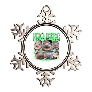 Green Moo Deng Meme Hippo Metallic Star Ornament