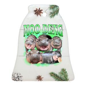 Green Moo Deng Meme Hippo Ceramic Bell Ornament