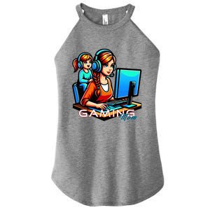 Gaming Mum Daughter On Computer Lettering Funny Gift Women's Perfect Tri Rocker Tank