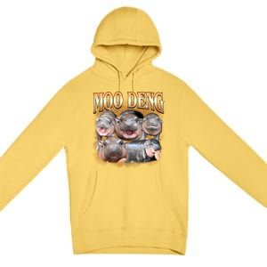 Gold Moo Deng Meme Hippo Funny Premium Pullover Hoodie