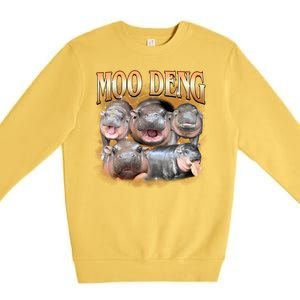 Gold Moo Deng Meme Hippo Funny Premium Crewneck Sweatshirt