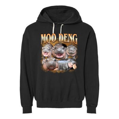 Gold Moo Deng Meme Hippo Funny Garment-Dyed Fleece Hoodie