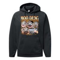 Gold Moo Deng Meme Hippo Funny Performance Fleece Hoodie