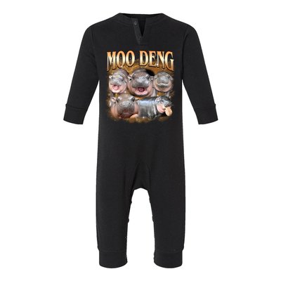 Gold Moo Deng Meme Hippo Funny Infant Fleece One Piece