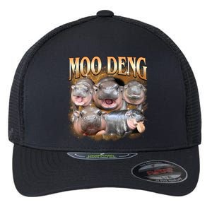 Gold Moo Deng Meme Hippo Funny Flexfit Unipanel Trucker Cap