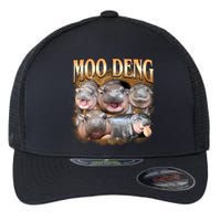 Gold Moo Deng Meme Hippo Funny Flexfit Unipanel Trucker Cap