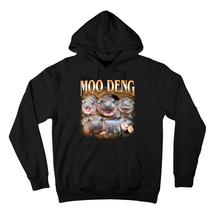 Gold Moo Deng Meme Hippo Funny Hoodie