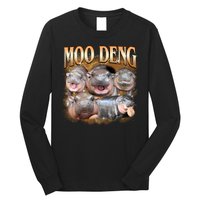 Gold Moo Deng Meme Hippo Funny Long Sleeve Shirt