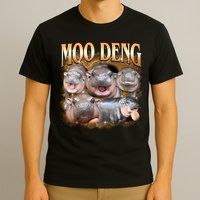 Gold Moo Deng Meme Hippo Funny T-Shirt