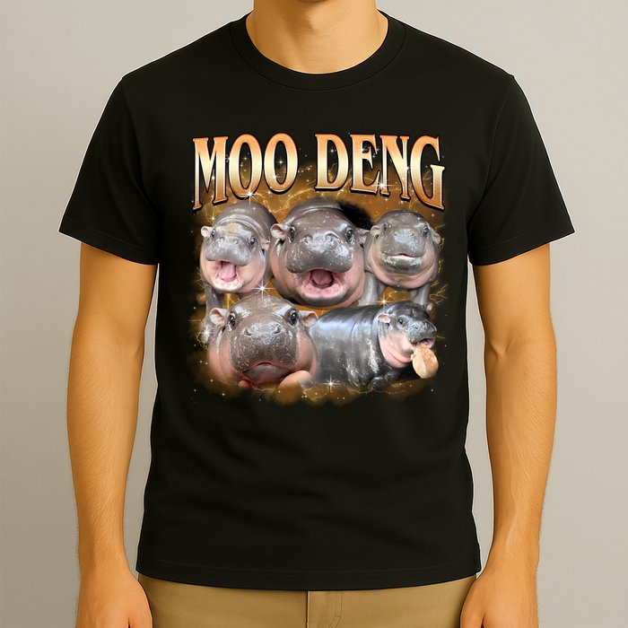 Gold Moo Deng Meme Hippo Funny T-Shirt