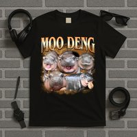 Gold Moo Deng Meme Hippo Funny T-Shirt