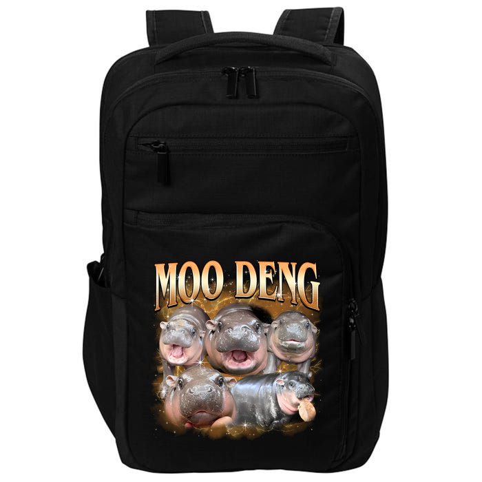 Gold Moo Deng Meme Hippo Funny Impact Tech Backpack