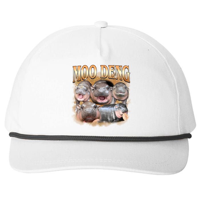 Gold Moo Deng Meme Hippo Funny Snapback Five-Panel Rope Hat