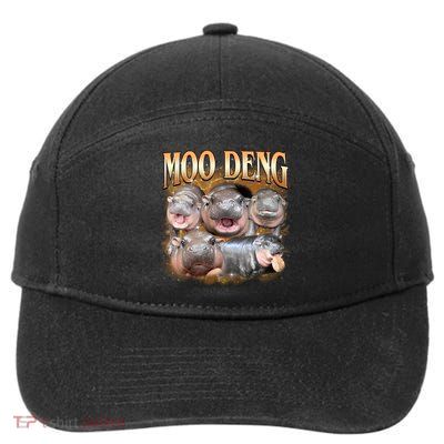Gold Moo Deng Meme Hippo Funny 7-Panel Snapback Hat