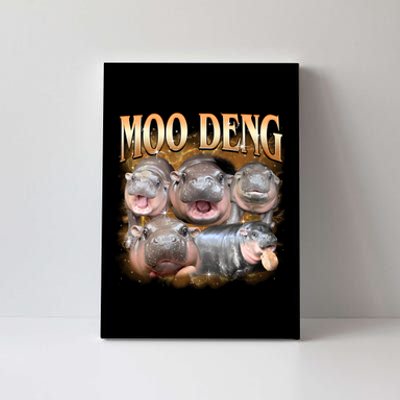 Gold Moo Deng Meme Hippo Funny Canvas