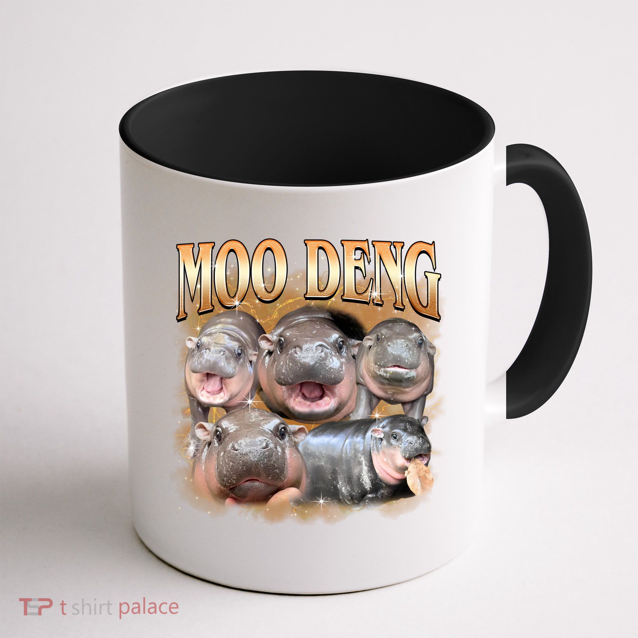 Gold Moo Deng Meme Hippo Funny Mug