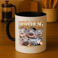 Gold Moo Deng Meme Hippo Funny Mug