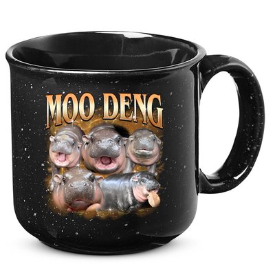 Gold Moo Deng Meme Hippo Funny 15oz Campfire Ceramic Mug
