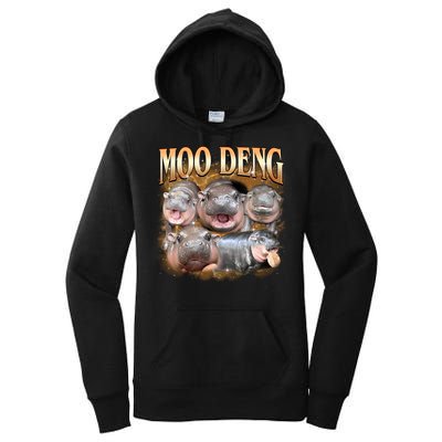 Gold Moo Deng Meme Hippo Funny Women's Pullover Hoodie