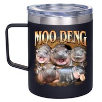 Gold Moo Deng Meme Hippo Funny 12oz Stainless Steel Coffee Mug