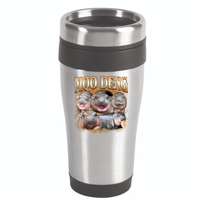 Gold Moo Deng Meme Hippo Funny 16oz Travel Tumbler