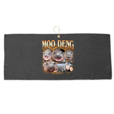 Gold Moo Deng Meme Hippo Funny Large Microfiber Waffle Golf Towel