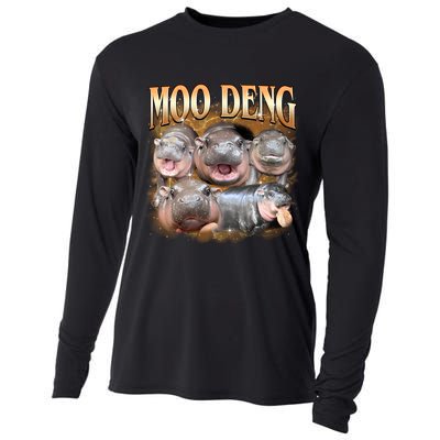 Gold Moo Deng Meme Hippo Funny Cooling Performance Long Sleeve Crew
